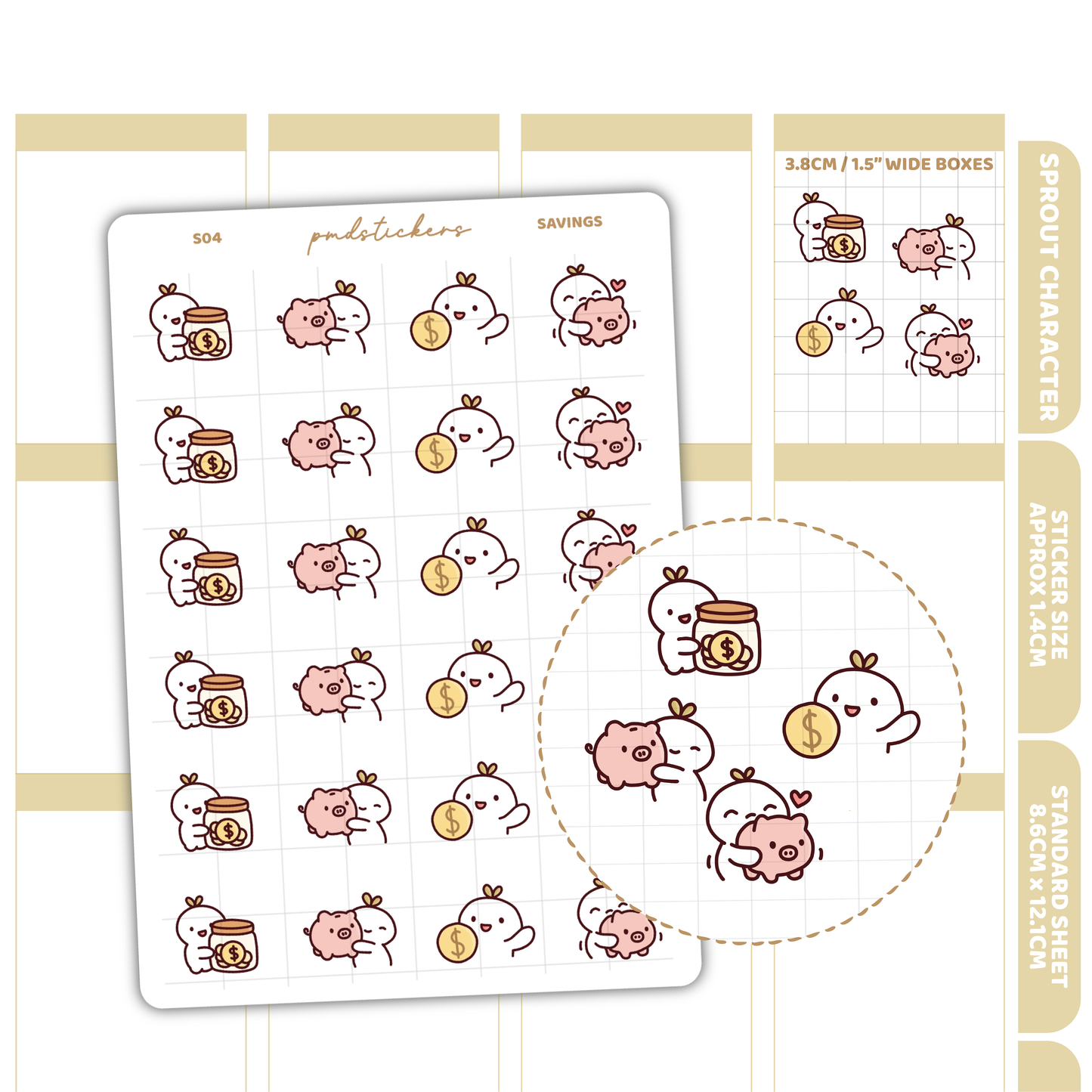 Savings Sprout Character Stickers | Planner Stickers | S04