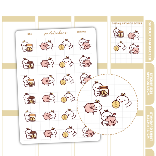 Savings Sprout Character Stickers | Planner Stickers | S04
