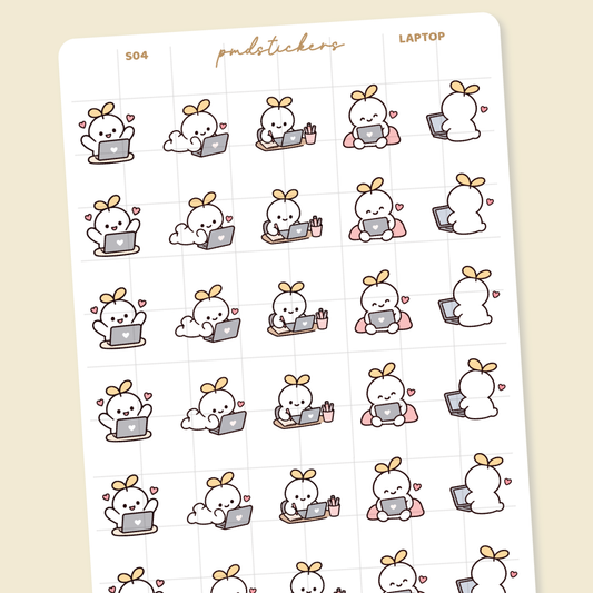Laptop Sprout Character Stickers | Planner Stickers | S04