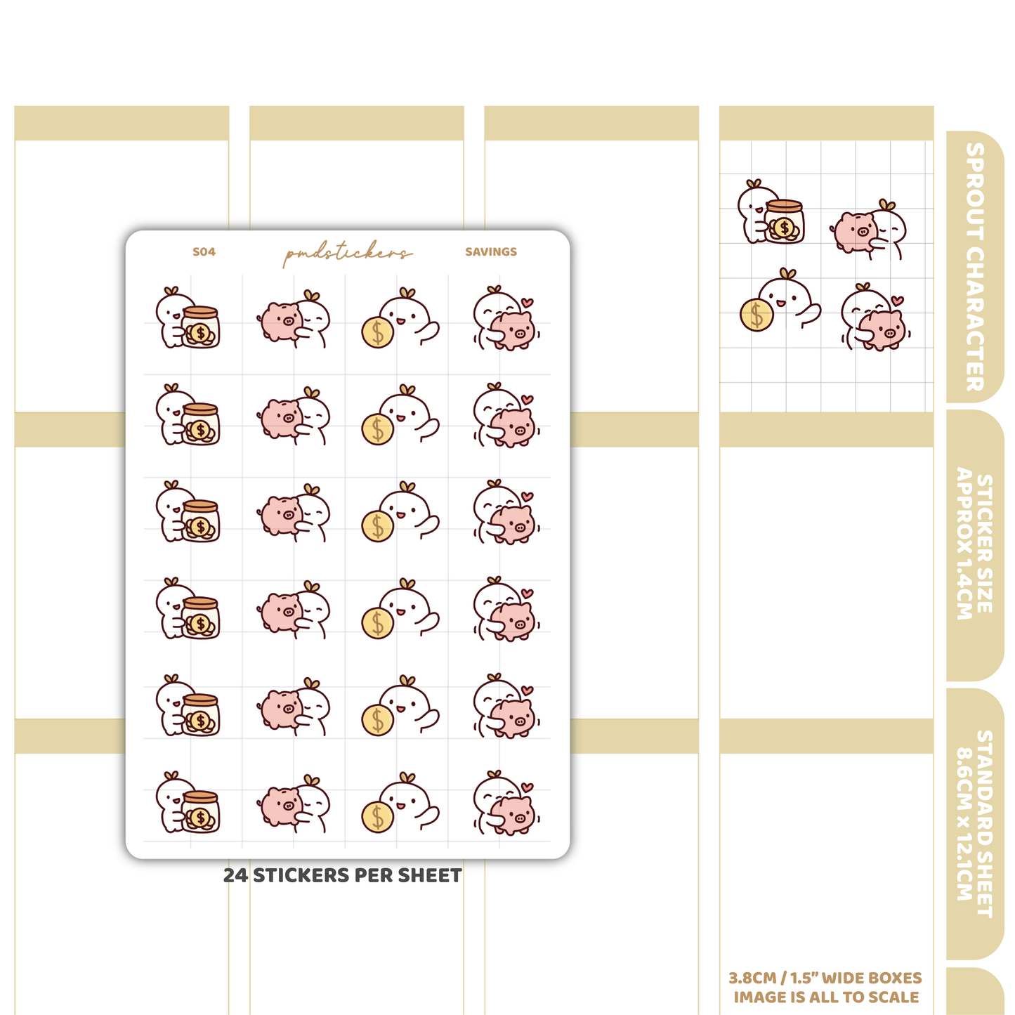 Savings Sprout Character Stickers | Planner Stickers | S04