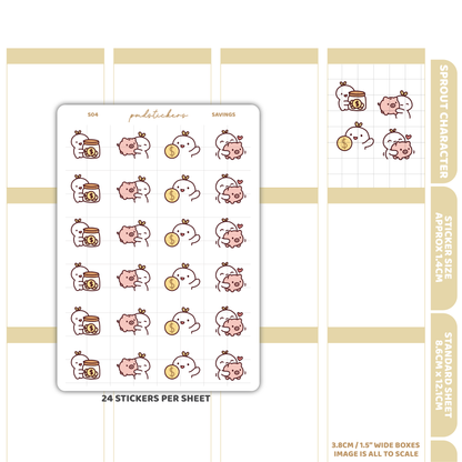 Savings Sprout Character Stickers | Planner Stickers | S04