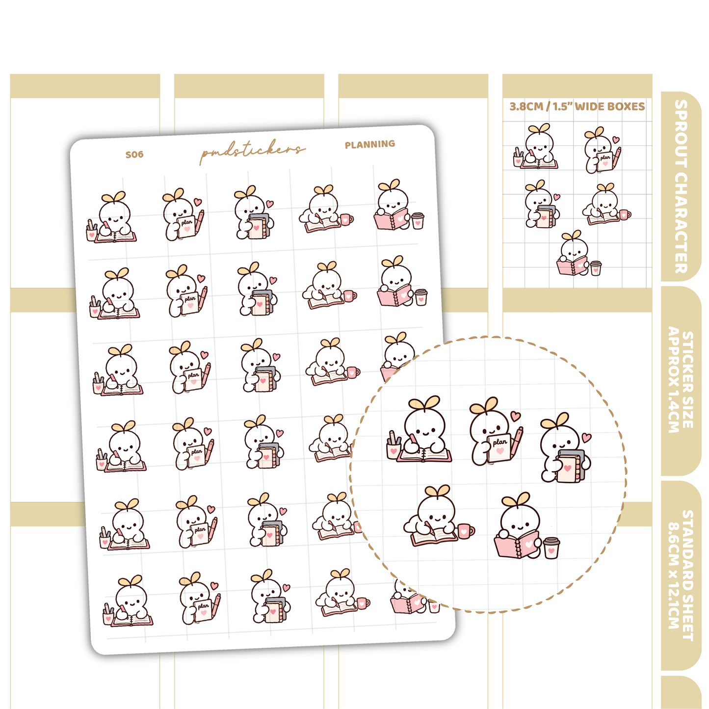 Planning Sprout Character Stickers | Planner Stickers | S06