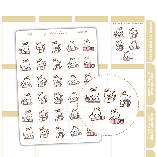 Planning Sprout Character Stickers | Planner Stickers | S06