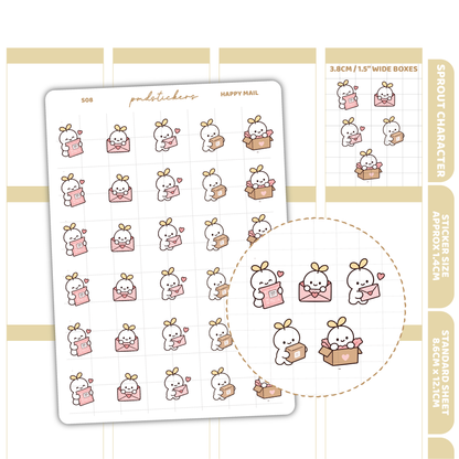 Happy Mail Sprout Character Stickers | Planner Stickers | S08