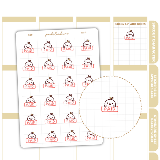 Paid Sprout Character Stickers | Planner Stickers | S09