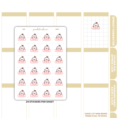 Paid Sprout Character Stickers | Planner Stickers | S09
