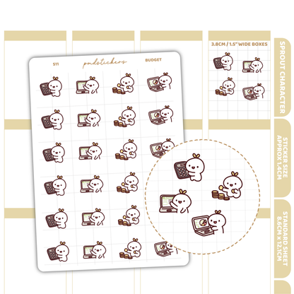 Budget Sprout Character Stickers | Planner Stickers | S11