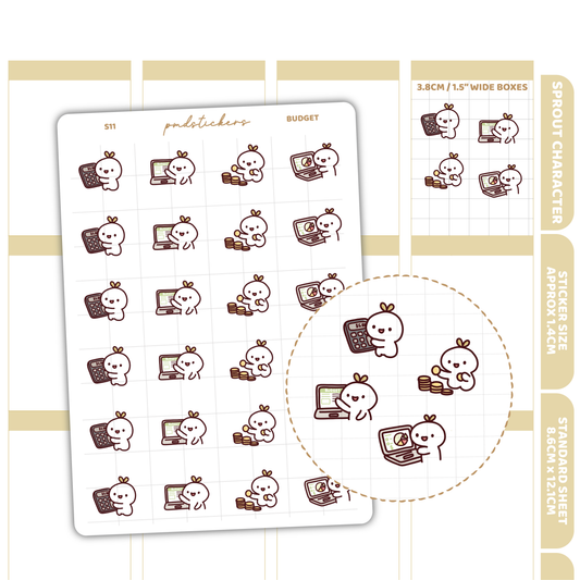 Budget Sprout Character Stickers | Planner Stickers | S11