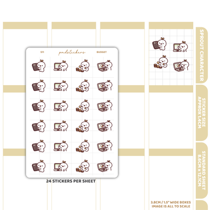 Budget Sprout Character Stickers | Planner Stickers | S11