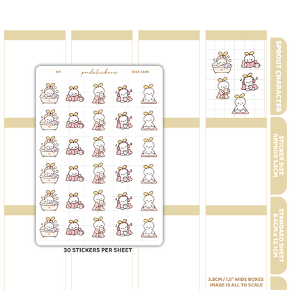 Self Care Sprout Character Stickers | Planner Stickers | S11