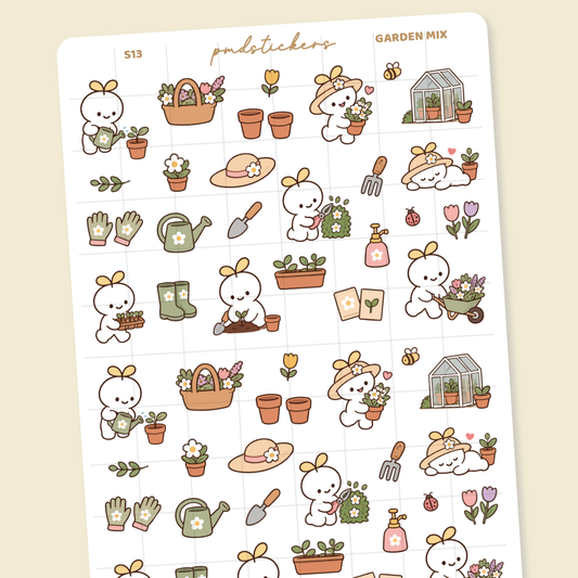 Gardening Mix Sprout Character Stickers | Planner Stickers | S13