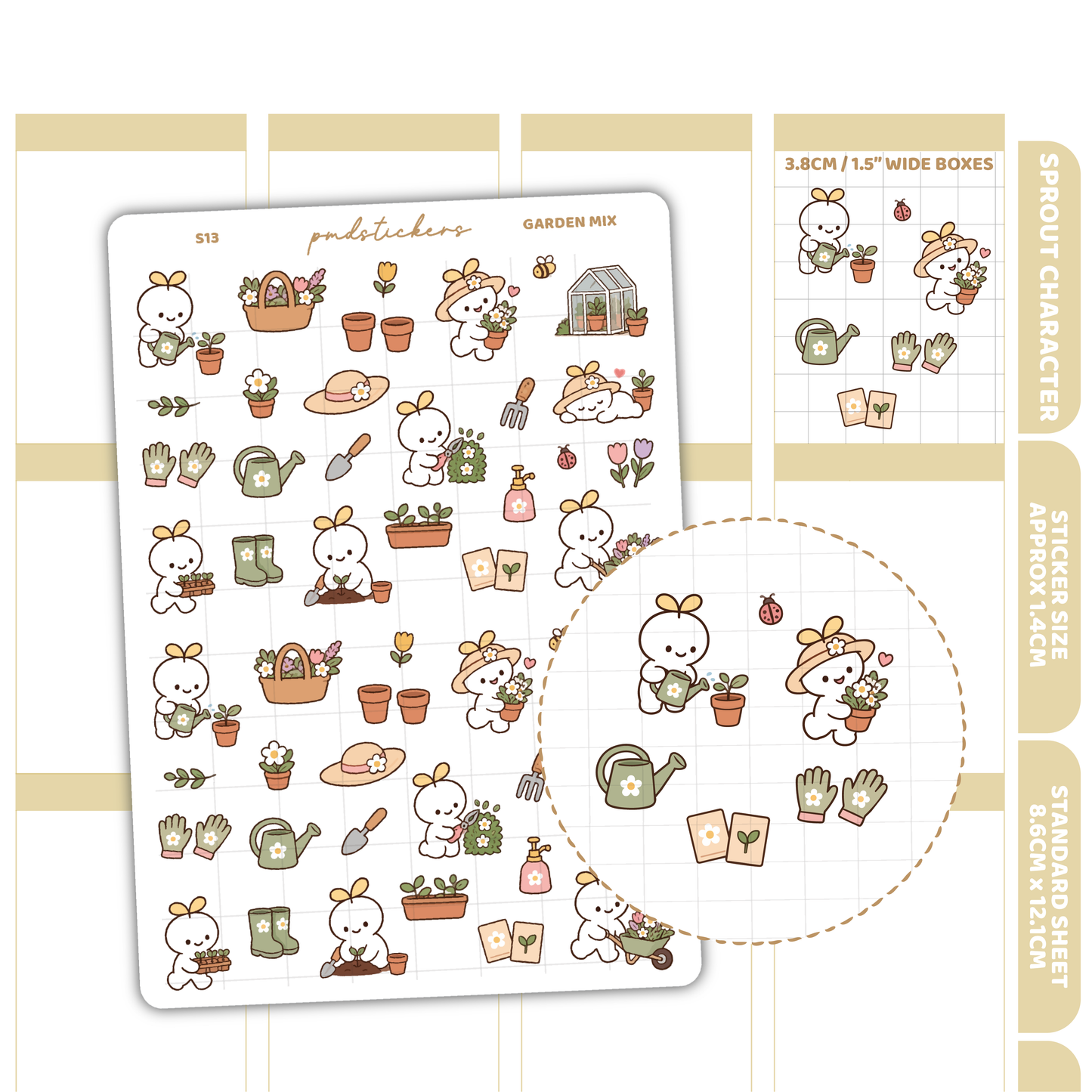 Gardening Mix Sprout Character Stickers | Planner Stickers | S13