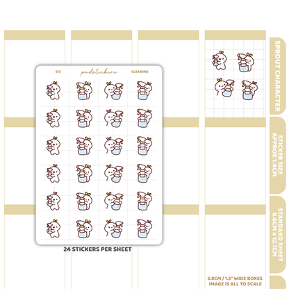 Cleaning Sprout Character Stickers | Planner Stickers | S13
