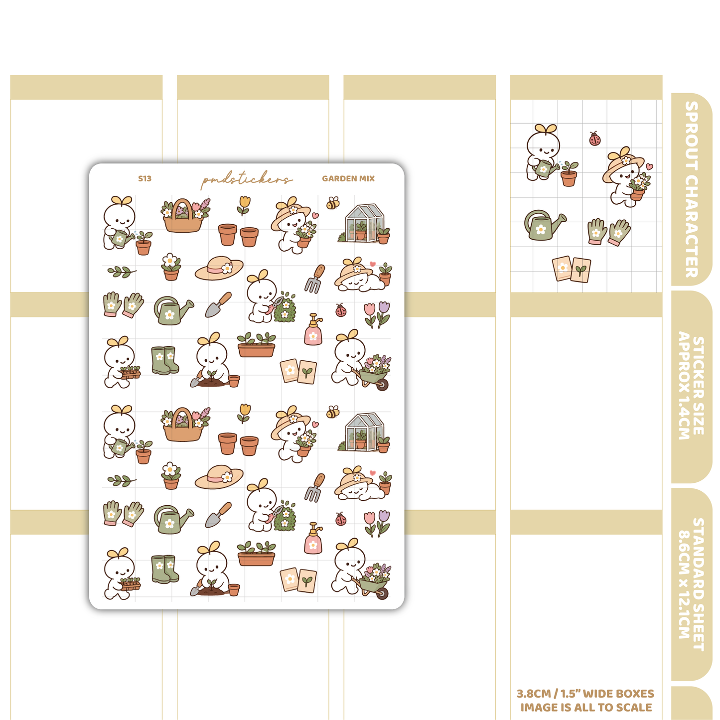 Gardening Mix Sprout Character Stickers | Planner Stickers | S13
