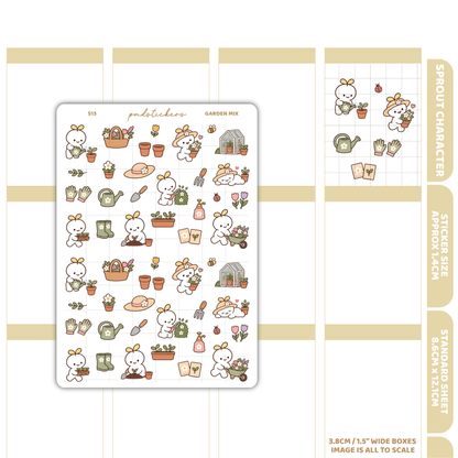 Gardening Mix Sprout Character Stickers | Planner Stickers | S13