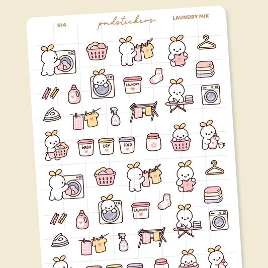 Laundry Mix Sprout Character Stickers | Planner Stickers | S14