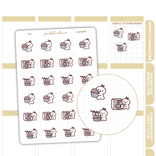 Laundry Sprout Character Stickers | Planner Stickers | S15