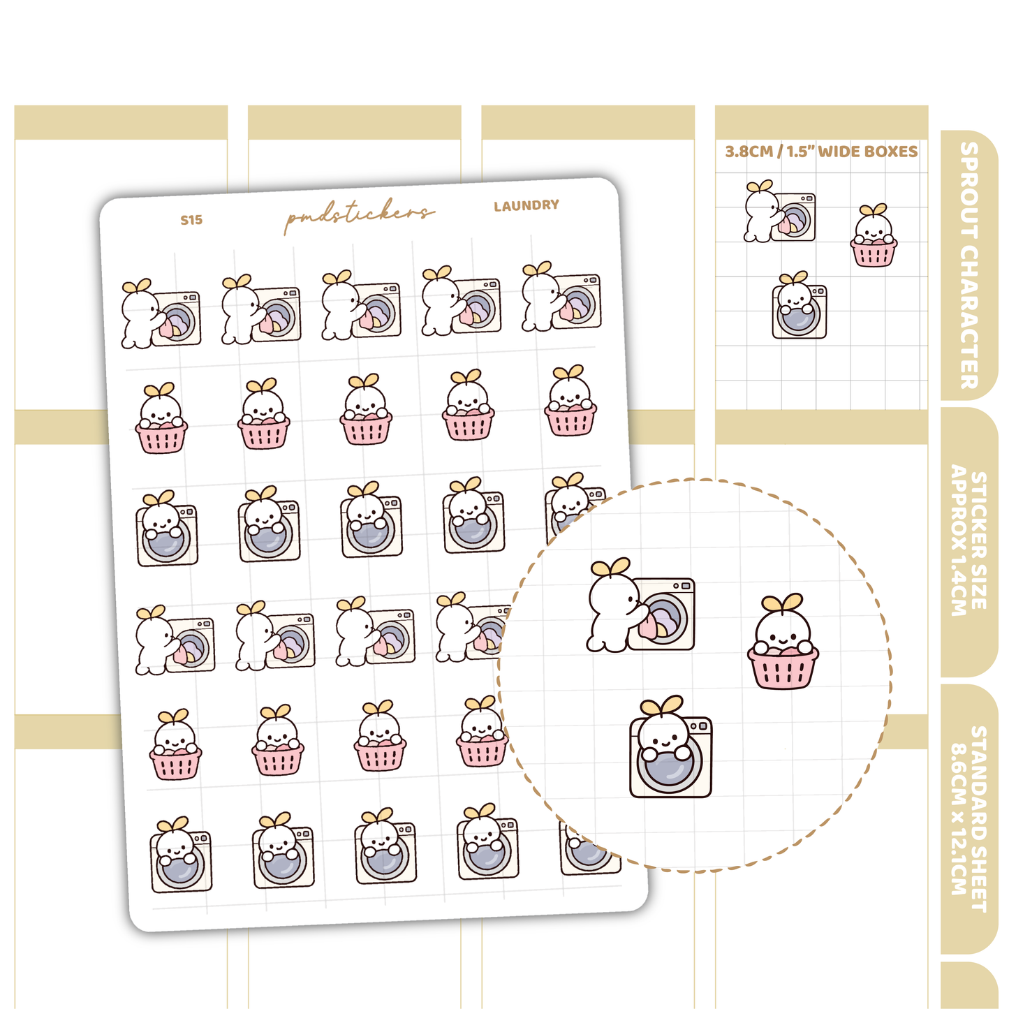 Laundry Sprout Character Stickers | Planner Stickers | S15