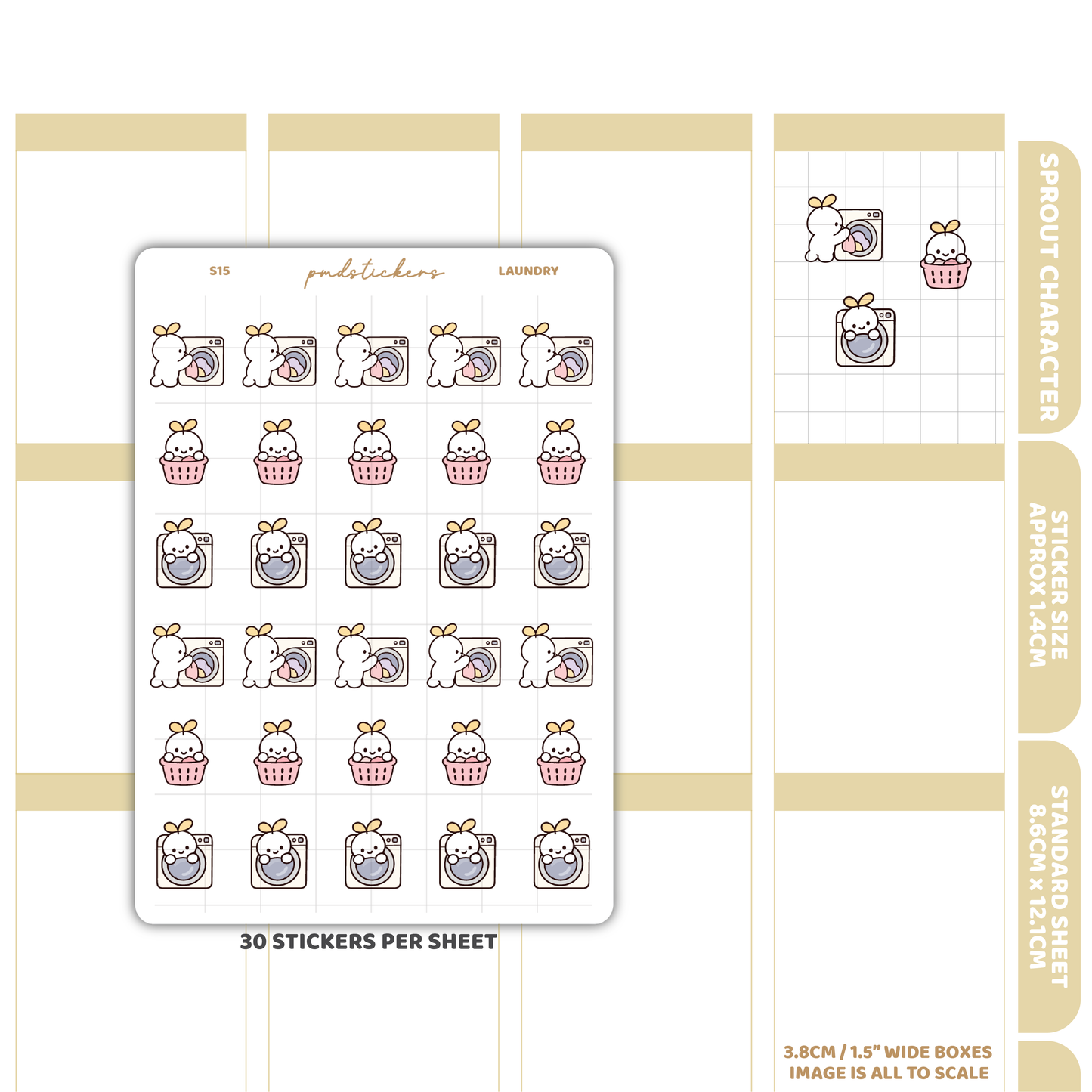 Laundry Sprout Character Stickers | Planner Stickers | S15