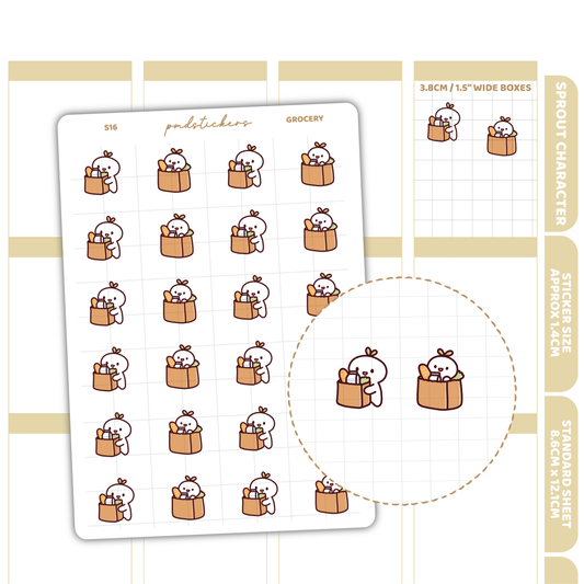 Grocery Sprout Character Stickers | Planner Stickers | S16
