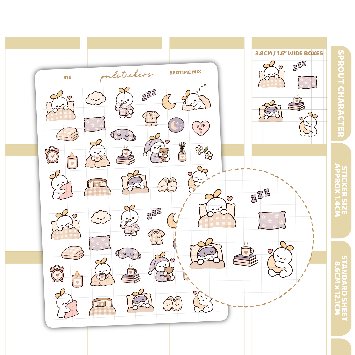 Bedtime Mix Sprout Character Stickers | Planner Stickers | S16