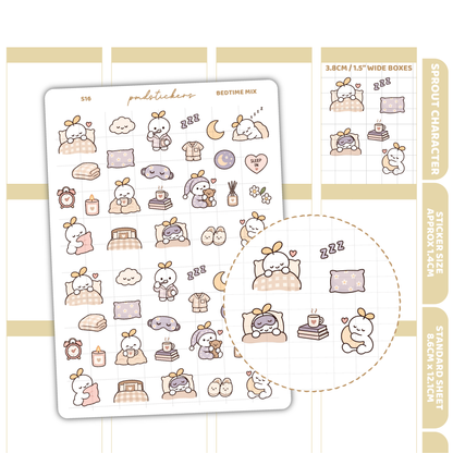 Bedtime Mix Sprout Character Stickers | Planner Stickers | S16