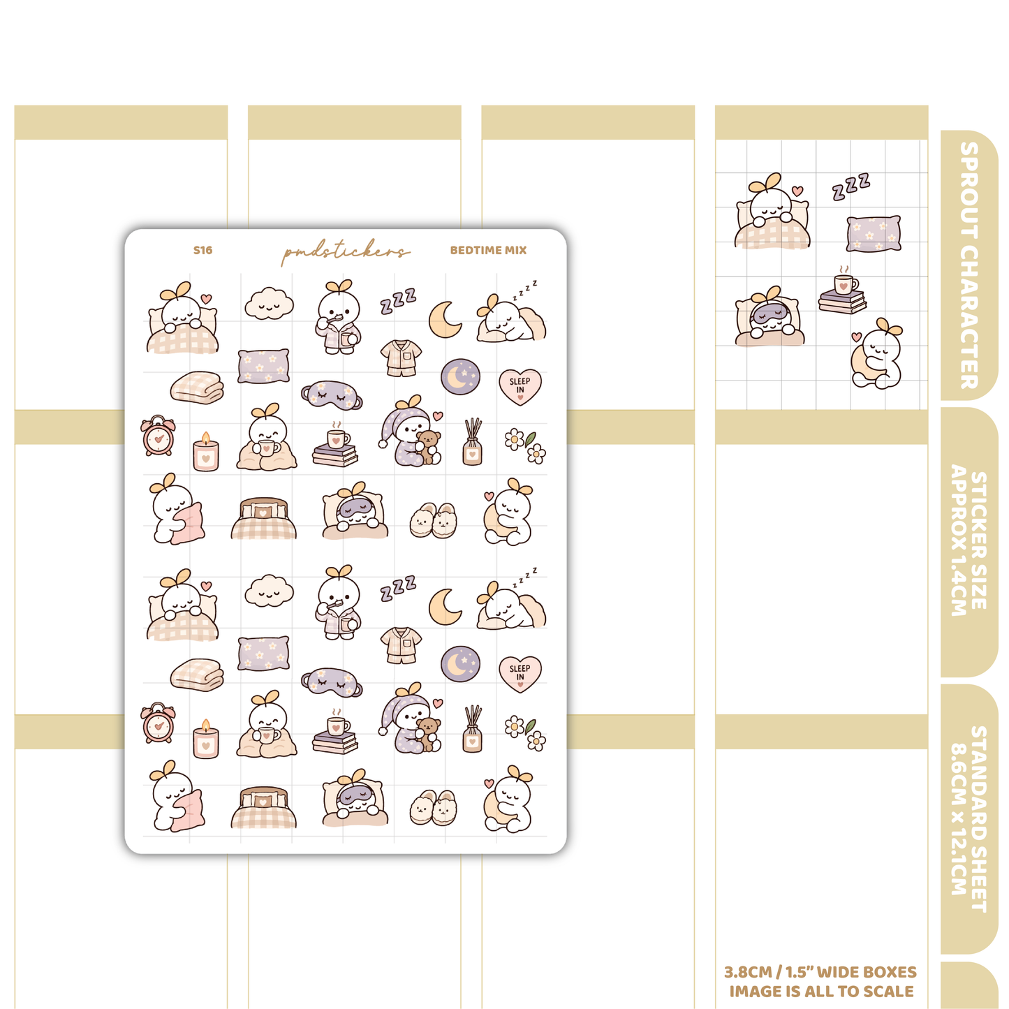 Bedtime Mix Sprout Character Stickers | Planner Stickers | S16