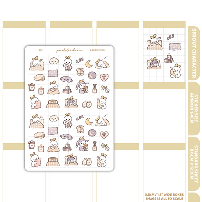 Bedtime Mix Sprout Character Stickers | Planner Stickers | S16