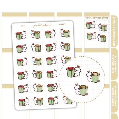 Bins Sprout Character Stickers | Planner Stickers | S17