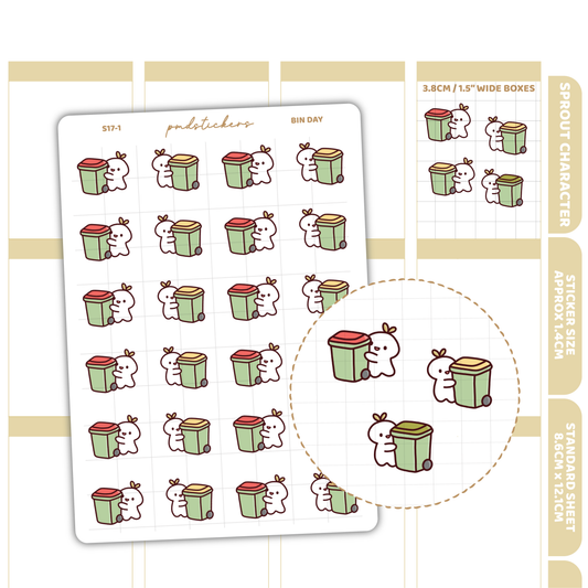 Bins Sprout Character Stickers | Planner Stickers | S17