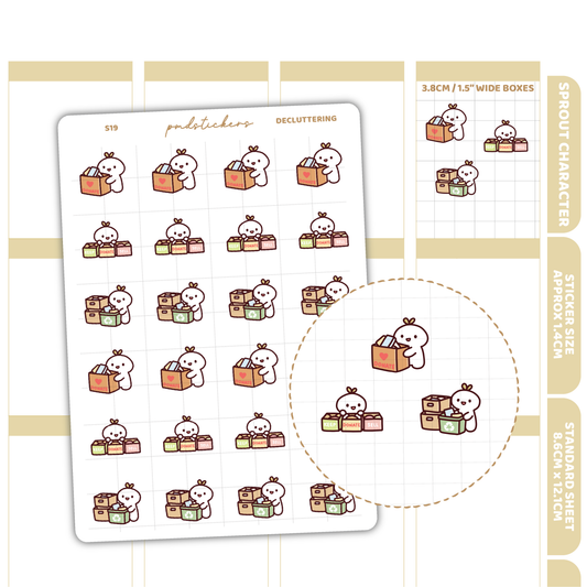 Decluttering Sprout Character Stickers | Planner Stickers | S19