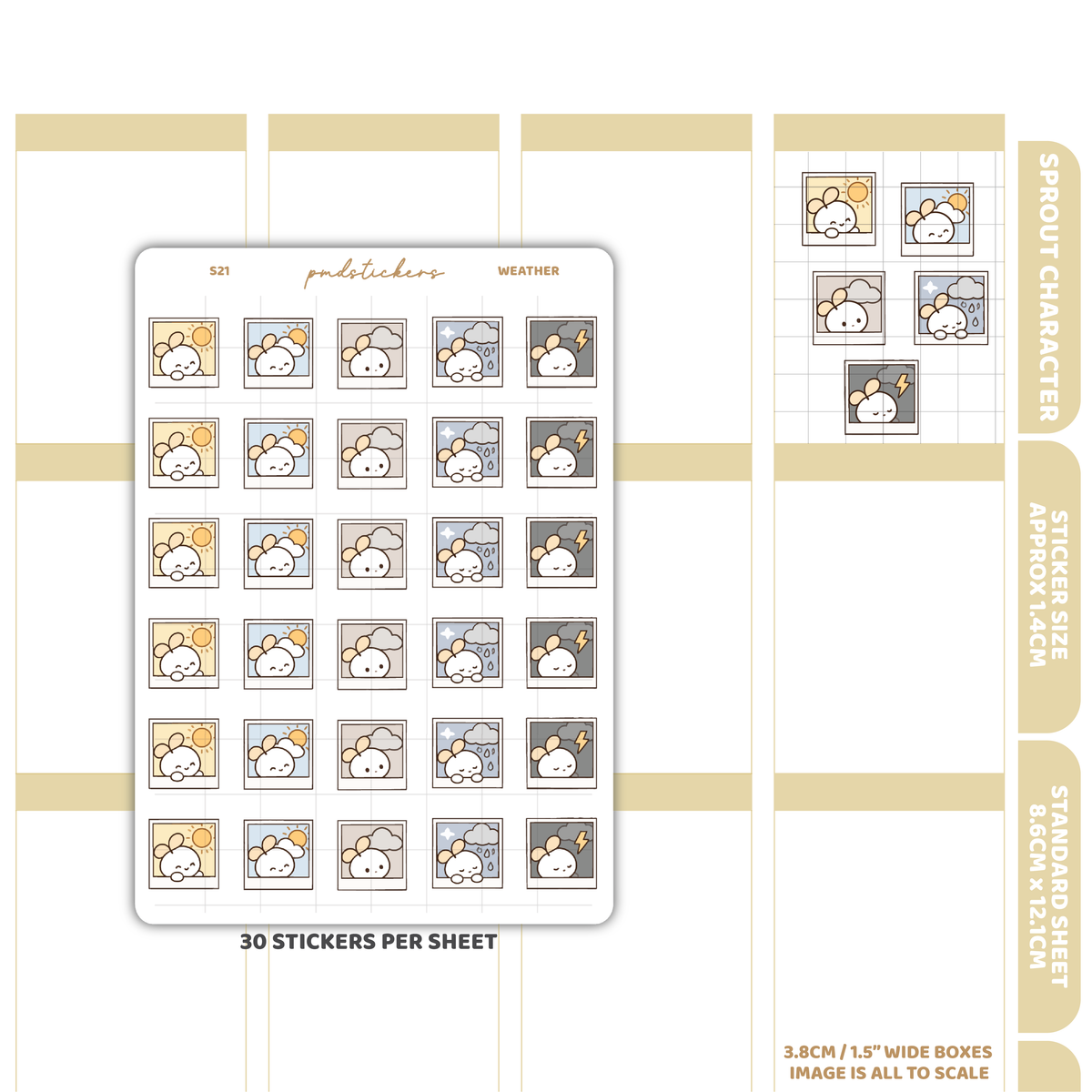 Weather Sprout Character Stickers | Planner Stickers | S21