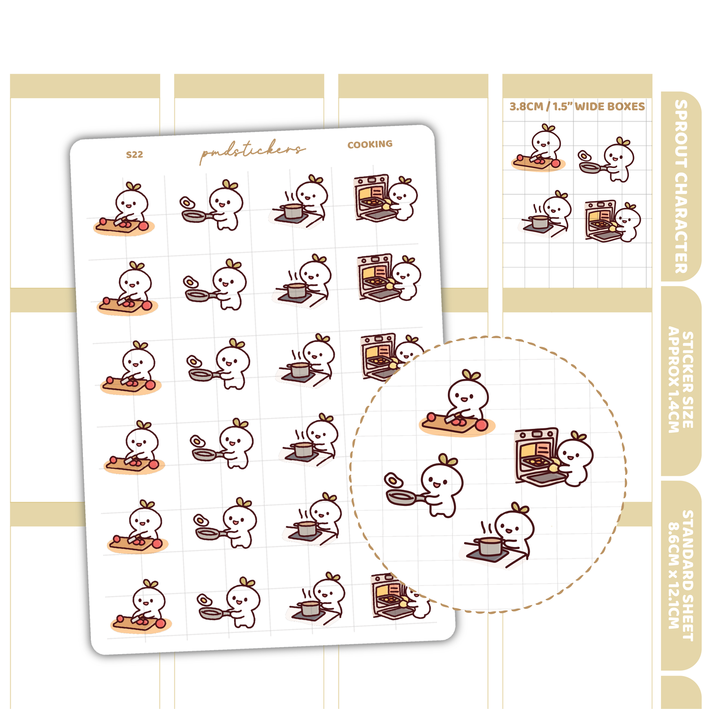 Cooking Sprout Character Stickers | Planner Stickers | S22