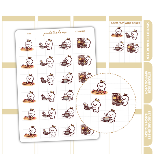 Cooking Sprout Character Stickers | Planner Stickers | S22