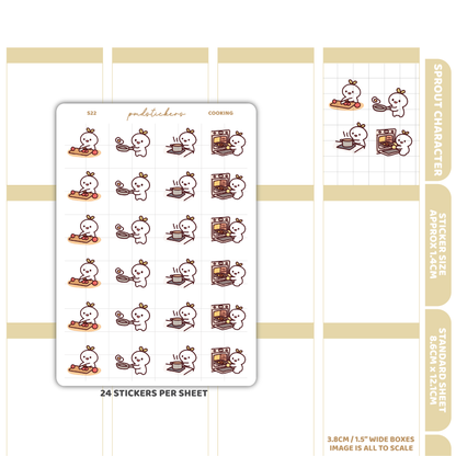 Cooking Sprout Character Stickers | Planner Stickers | S22
