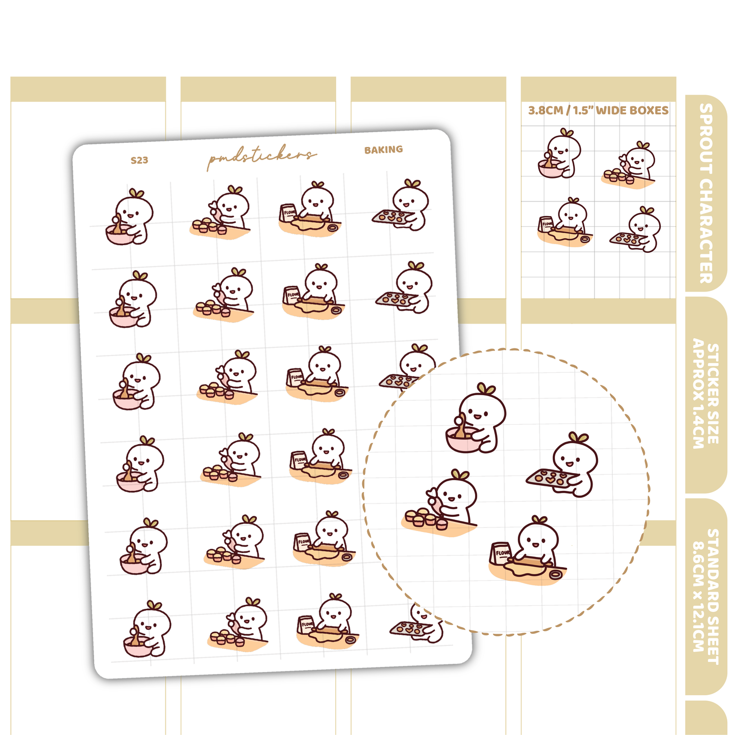 Baking Sprout Character Stickers | Planner Stickers | S23