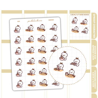 Baking Sprout Character Stickers | Planner Stickers | S23