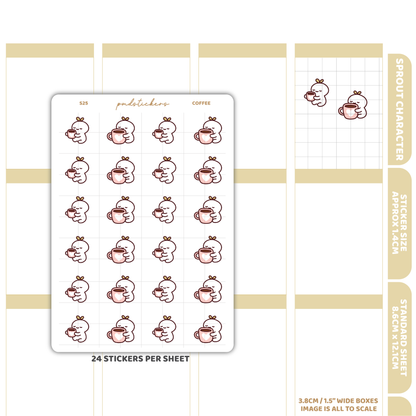 Coffee Sprout Character Stickers | Planner Stickers | S25