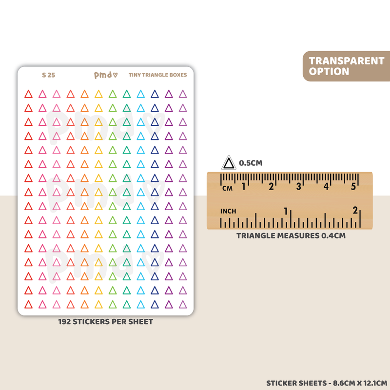 Tiny Triangle Box Stickers | Transparent Option | S25
