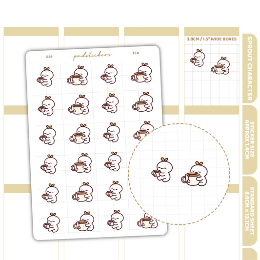 Tea Sprout Character Stickers | Planner Stickers | S26