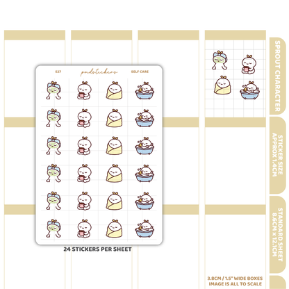 Self Care Sprout Character Stickers | Planner Stickers | S27