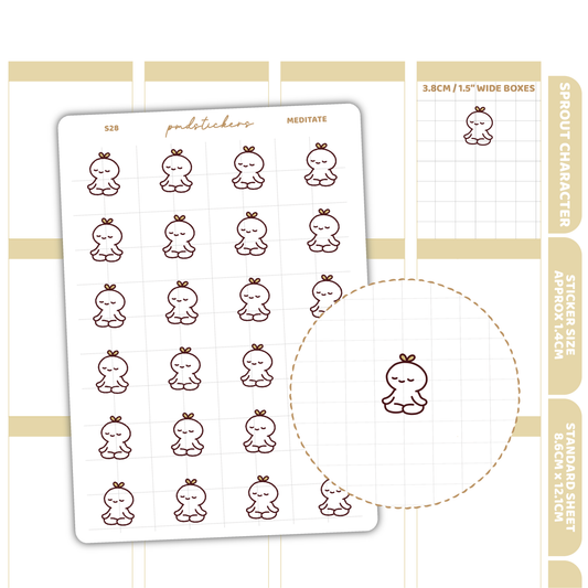 Meditate Sprout Character Stickers | Planner Stickers | S28