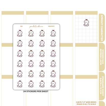 Meditate Sprout Character Stickers | Planner Stickers | S28