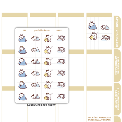 Sleepy Sprout Character Stickers | Planner Stickers | S29