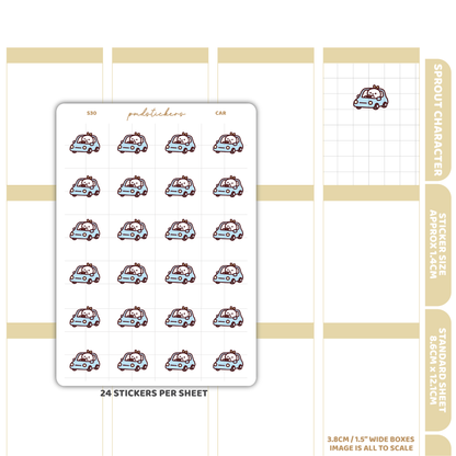 Car Sprout Character Stickers | Planner Stickers | S30