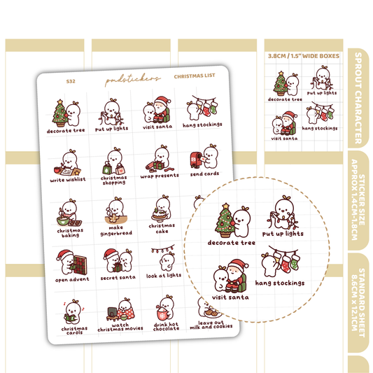Christmas List Sprout Character Stickers | Planner Stickers | S32