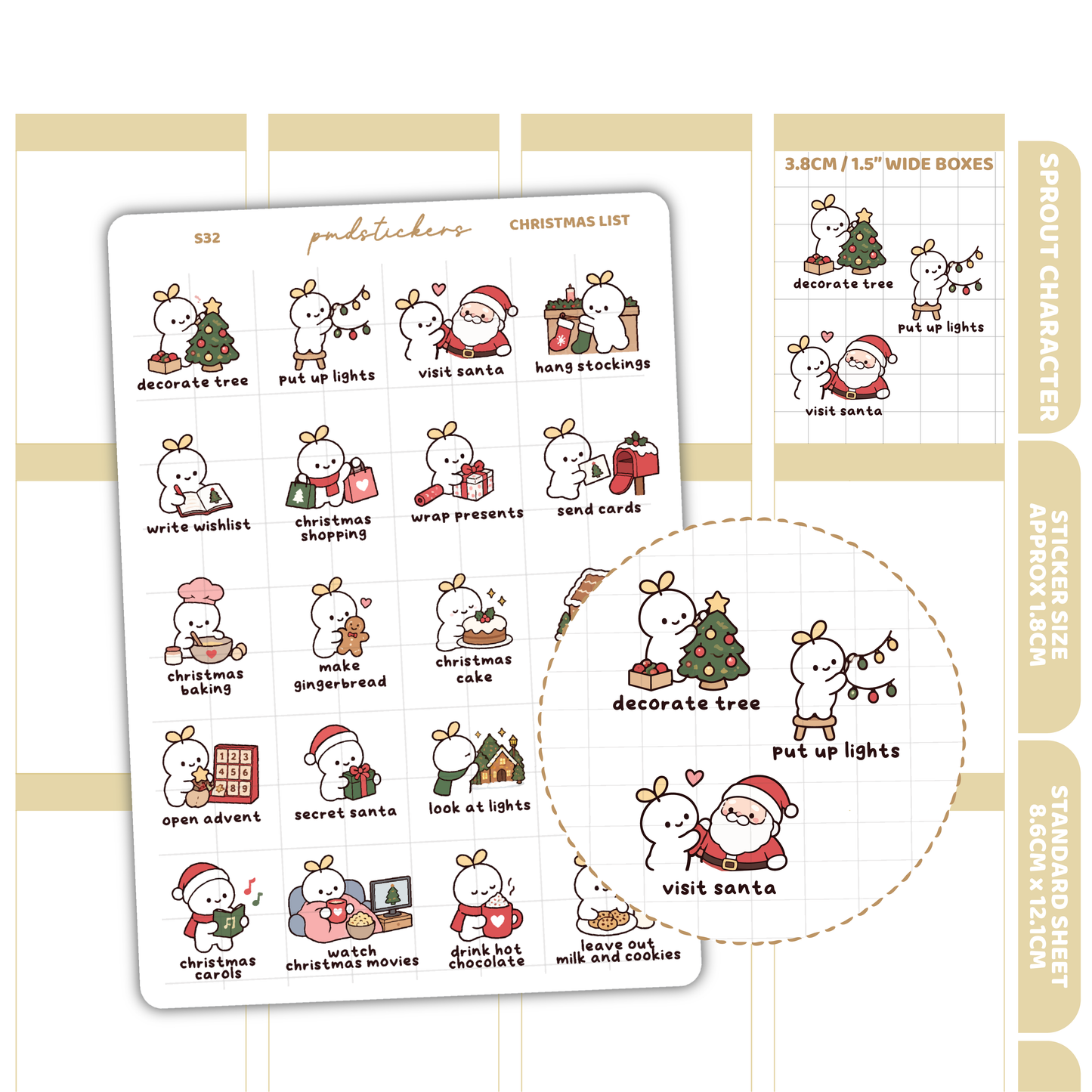 Christmas List Sprout Character Stickers | Planner Stickers | S32