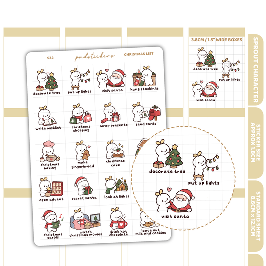 Christmas List Sprout Character Stickers | Planner Stickers | S32