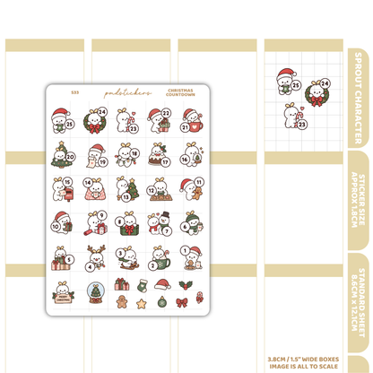 Christmas Countdown Sprout Character Stickers | Planner Stickers | S33
