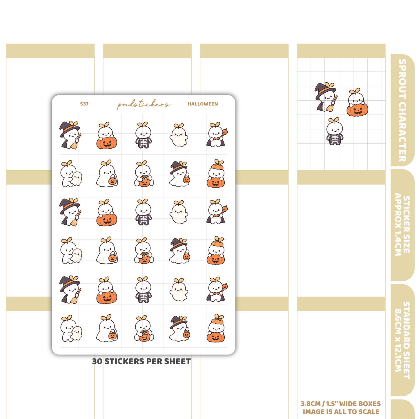 Halloween Sprout Character Stickers | Planner Stickers | S37